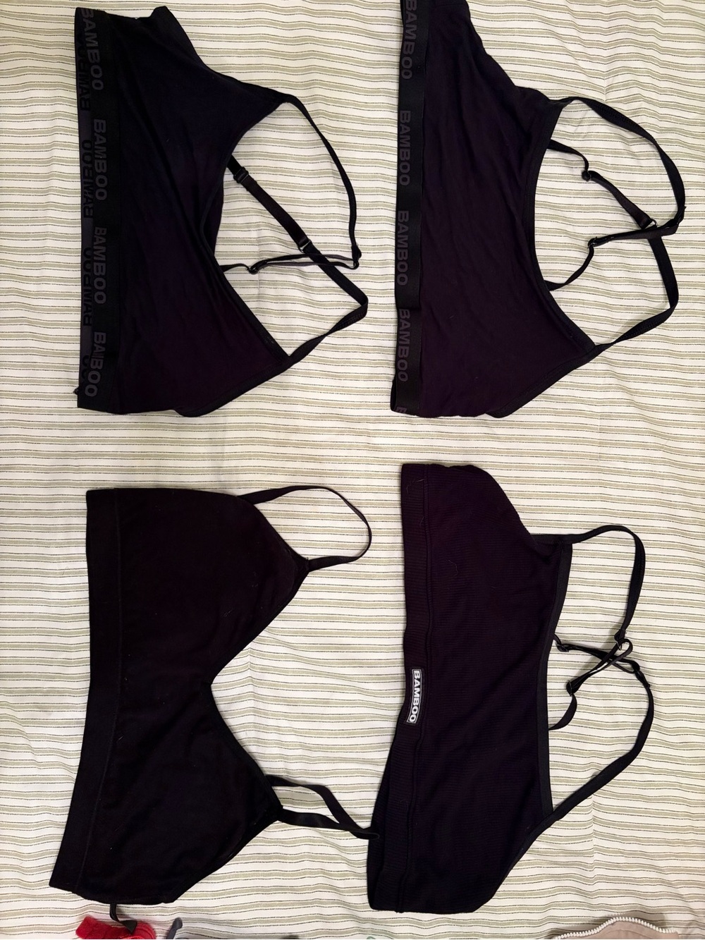 Bundle of 4 Bamboo Womens Black Bralette - Soft Stretch Comfort